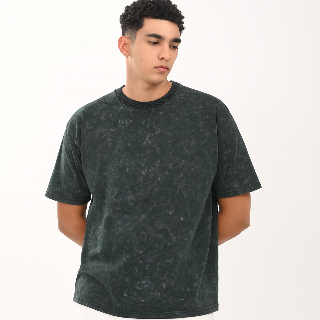Green oversized acid washed t-shirt