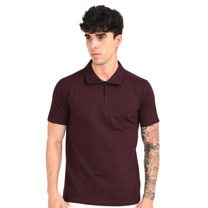 Maroon Zipper Polo - Needles and stitches