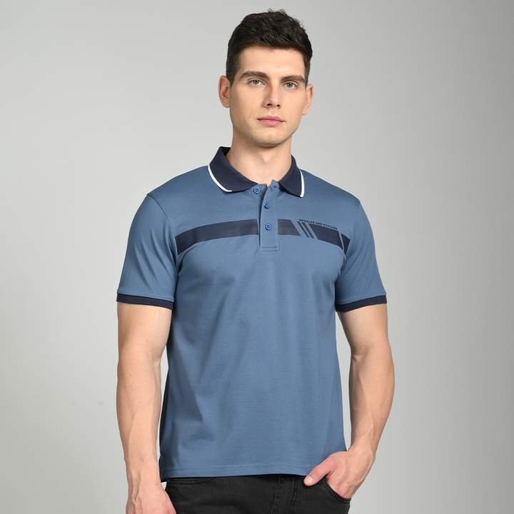 Denim polo t-shirt - Needles and stitches