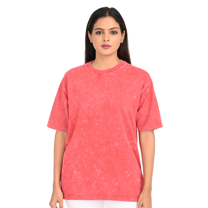 Red oversized acid washed t-shirt Female