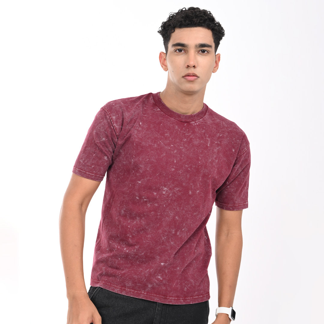 Maroon oversized acid washed t-shirt