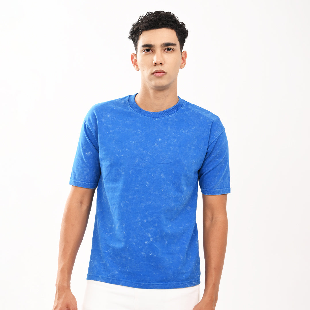Blue oversized acid washed t-shirt