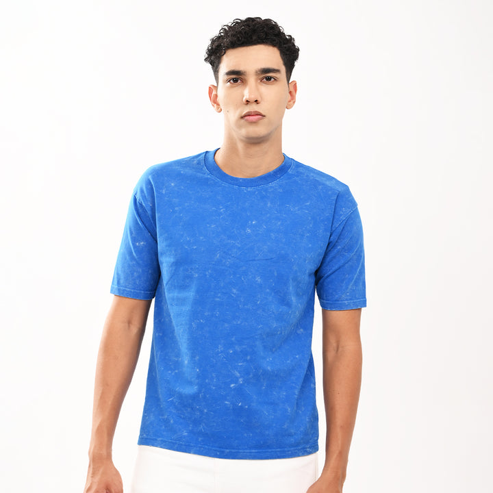 Blue oversized acid washed t-shirt