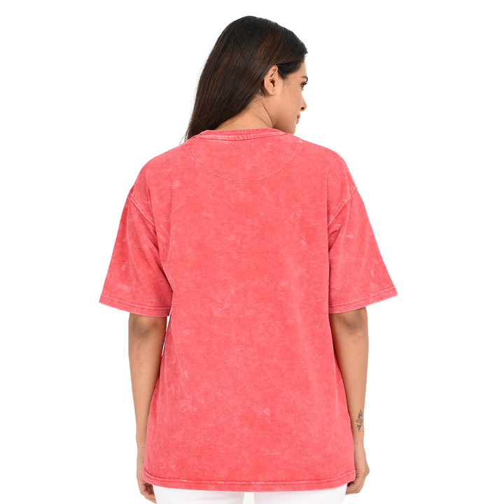 Red oversized acid washed t-shirt Female