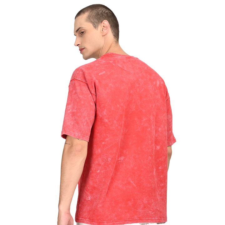 Red oversized acid washed t-shirt