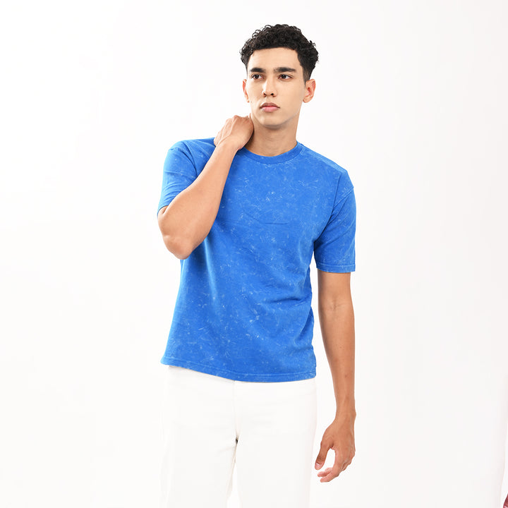 Blue oversized acid washed t-shirt