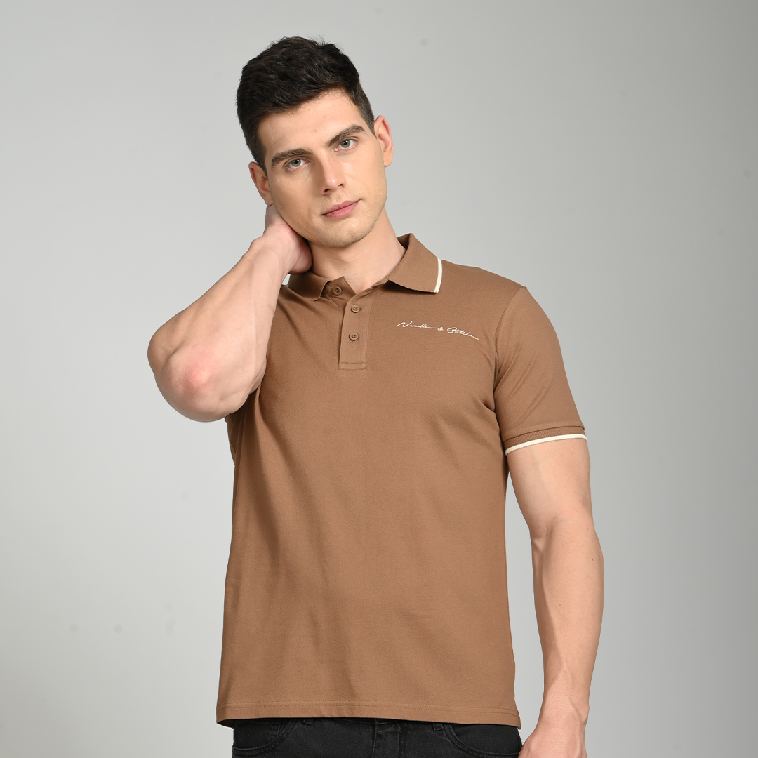 Brown polo t-shirt - Needles and stitches