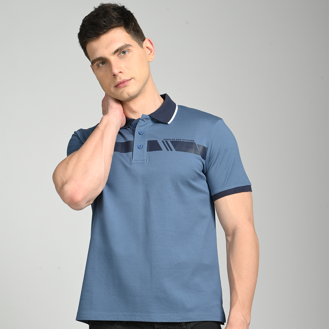 Denim polo t-shirt - Needles and stitches
