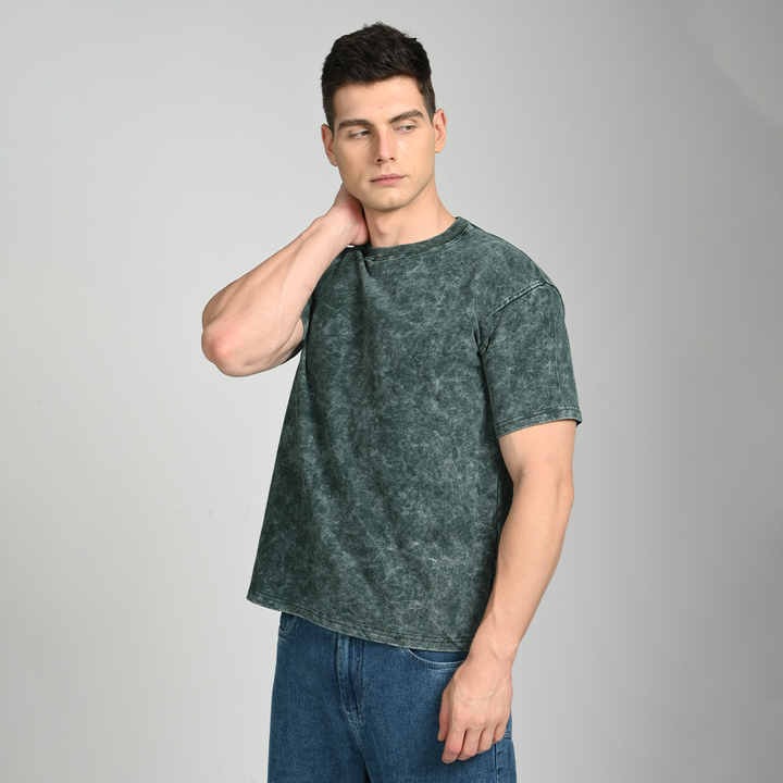 Green oversized acid washed t-shirt