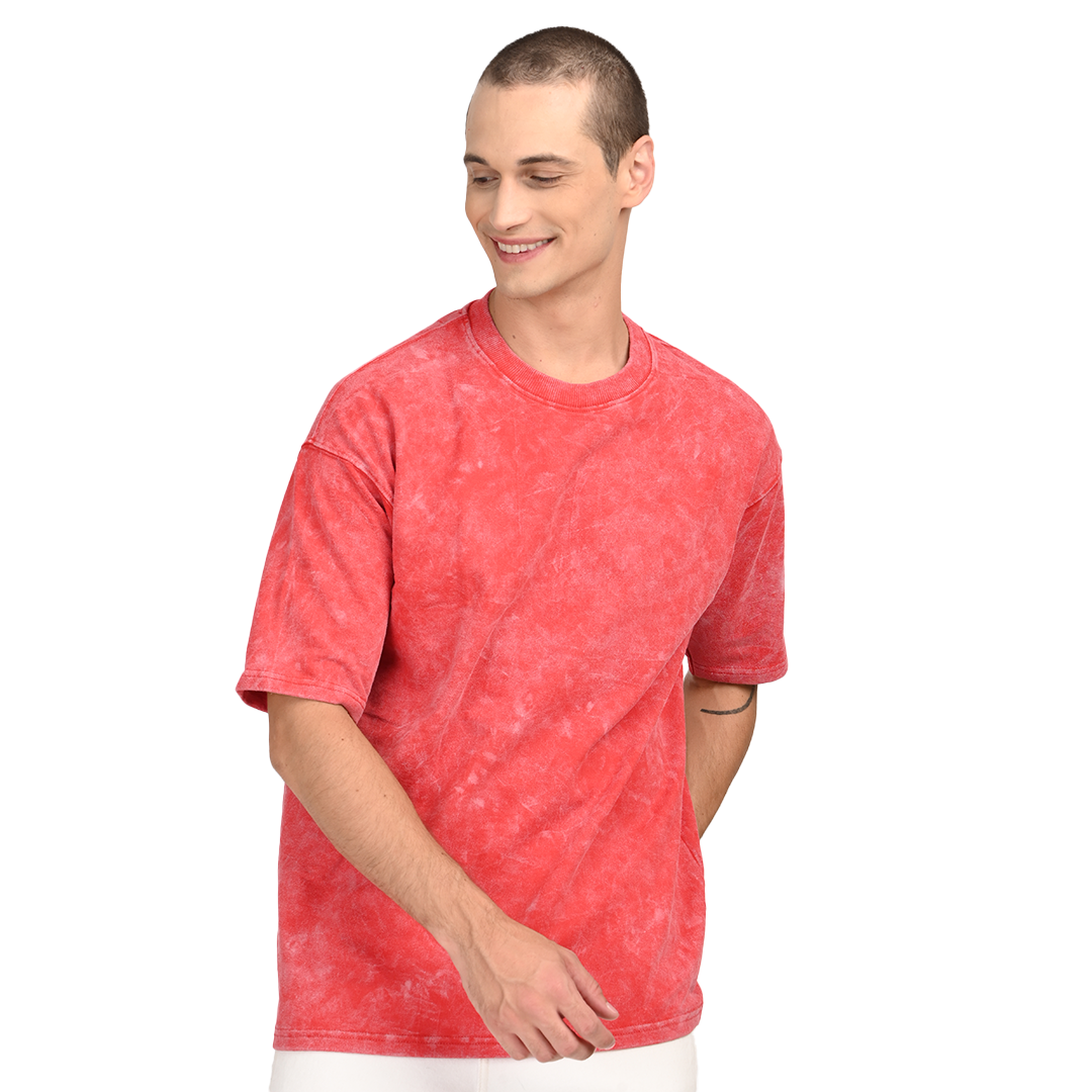 Red oversized acid washed t-shirt