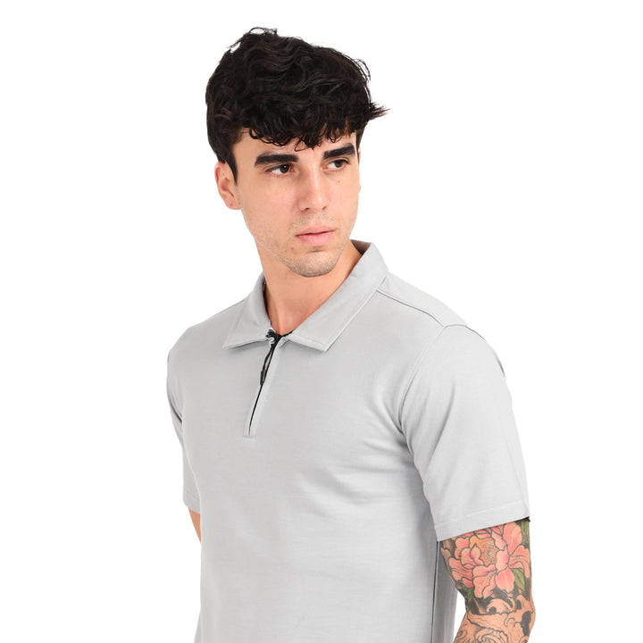 Grey Zipper Polo - Needles and stitches