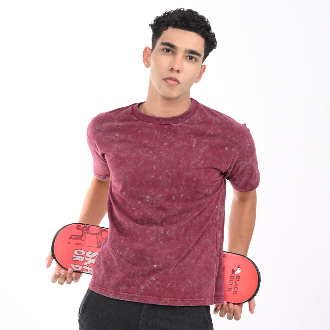 Maroon oversized acid washed t-shirt