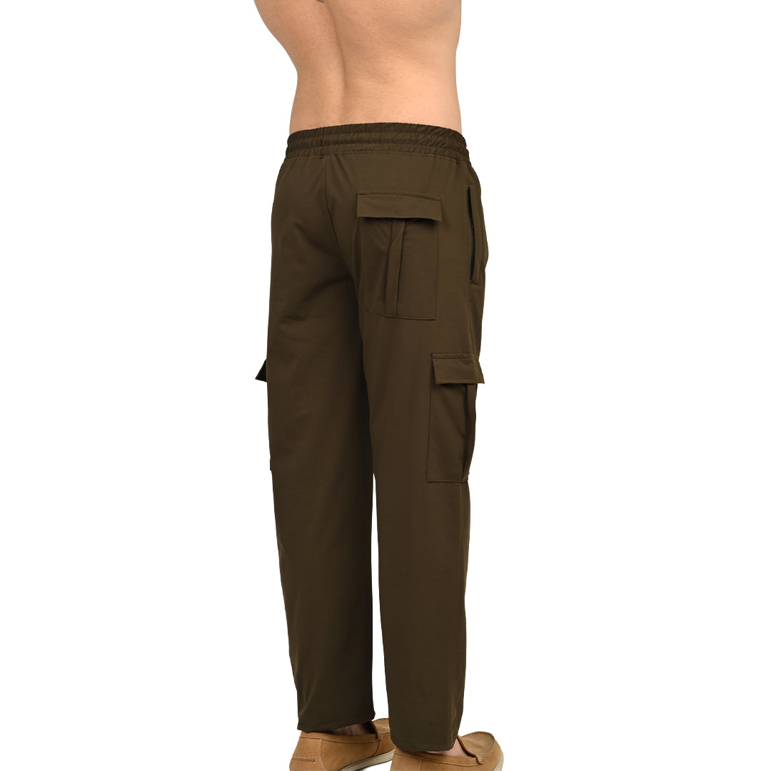 Brown cargo pants on a white background