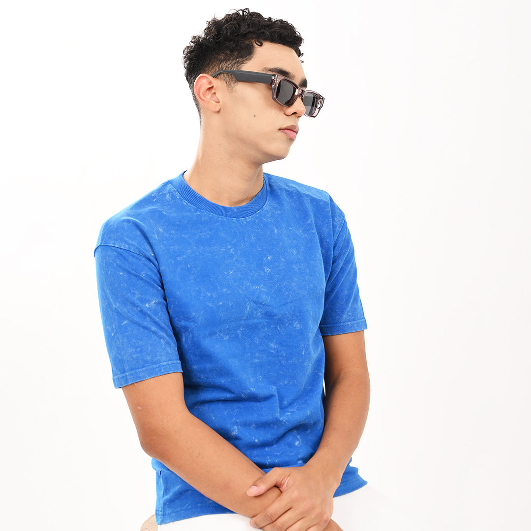 Blue oversized acid washed t-shirt