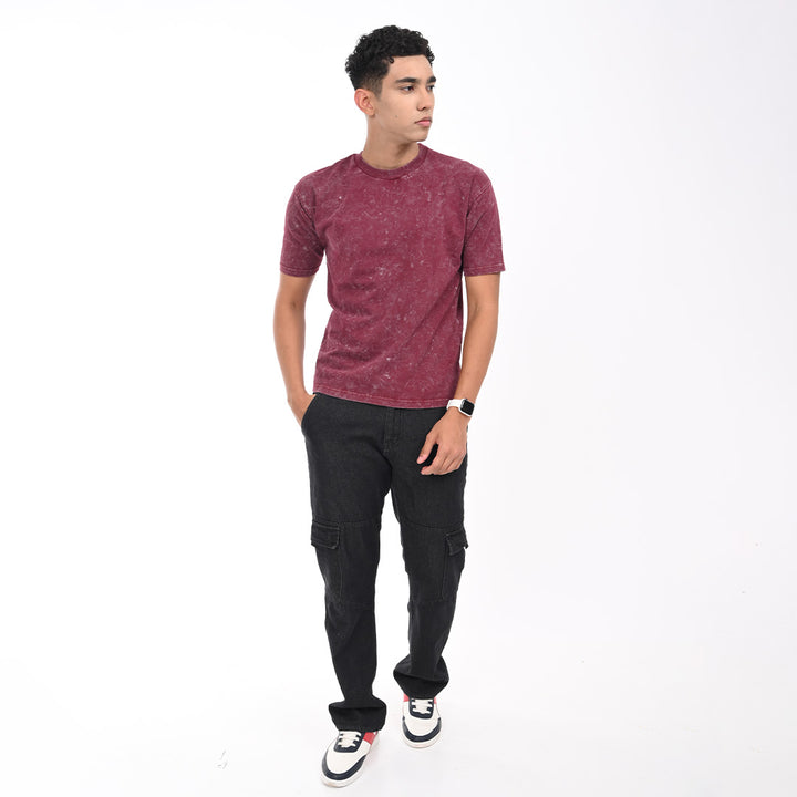 Maroon oversized acid washed t-shirt