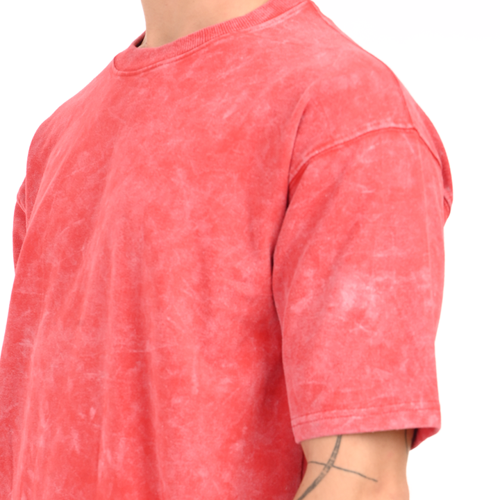 Red oversized acid washed t-shirt