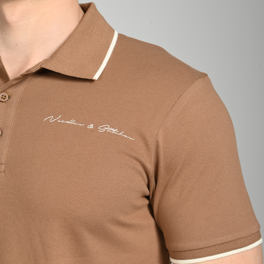 Brown polo t-shirt - Needles and stitches