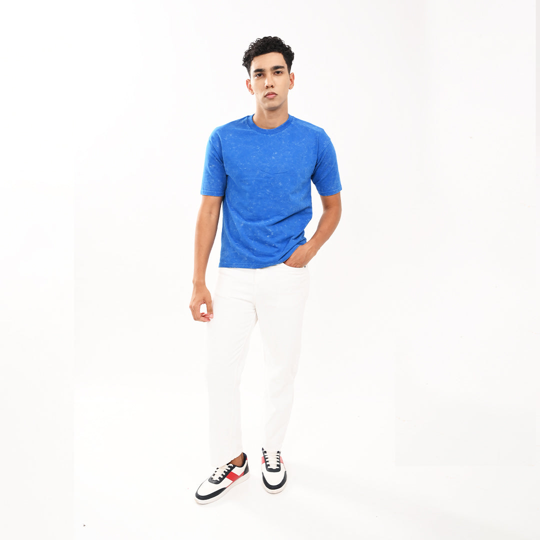 Blue oversized acid washed t-shirt
