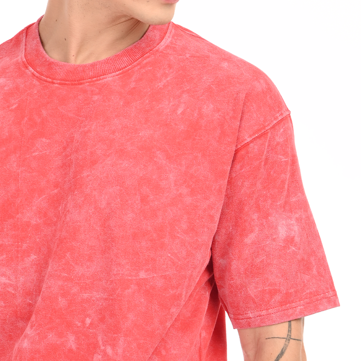 Red oversized acid washed t-shirt