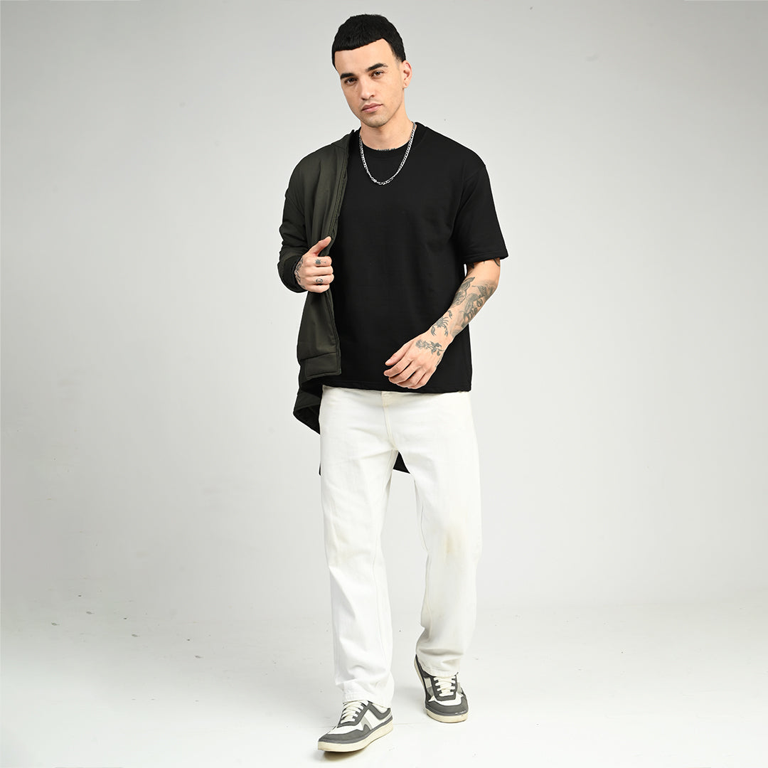 Black Overized Solid Tee