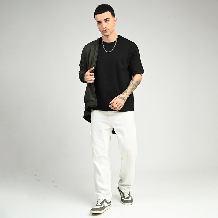 Black Overized Solid Tee