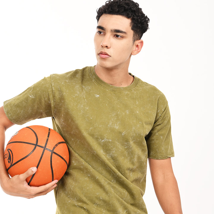 Sap green oversized acid washed t-shirt