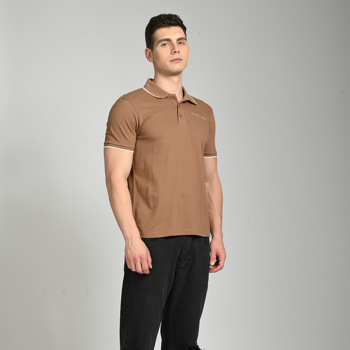 Brown polo t-shirt - Needles and stitches