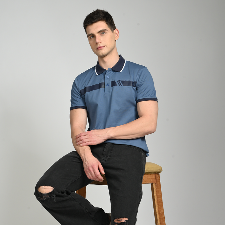 Denim polo t-shirt - Needles and stitches
