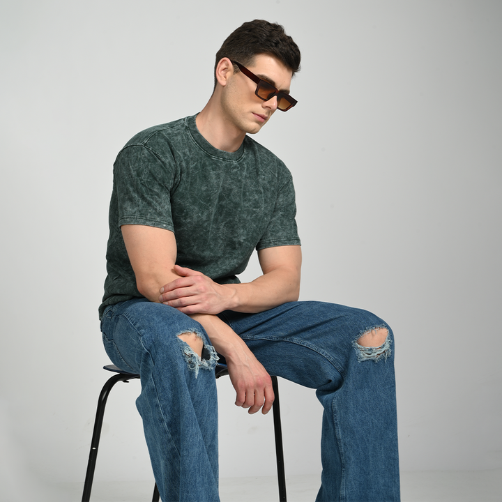 Green oversized acid washed t-shirt
