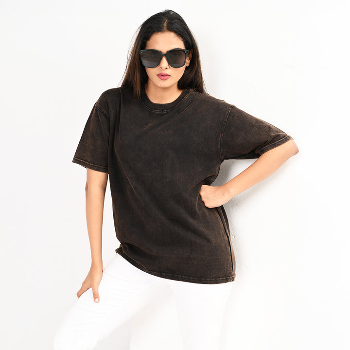 Black oversized acid washed t-shirt Female