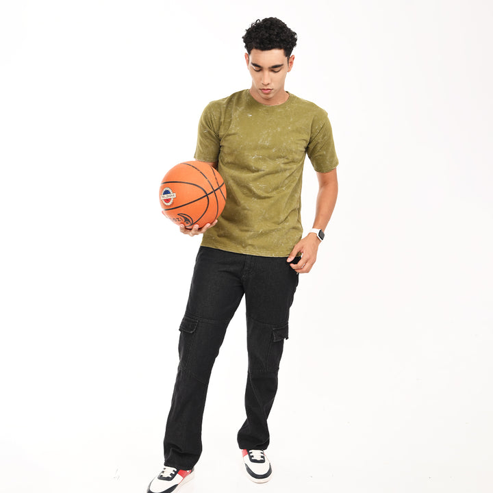 Sap green oversized acid washed t-shirt