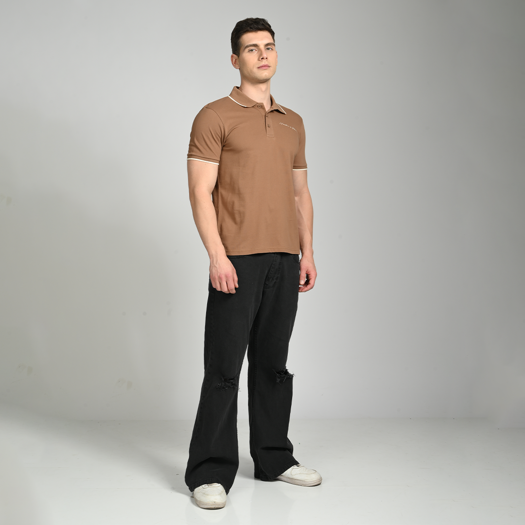 Brown polo t-shirt - Needles and stitches