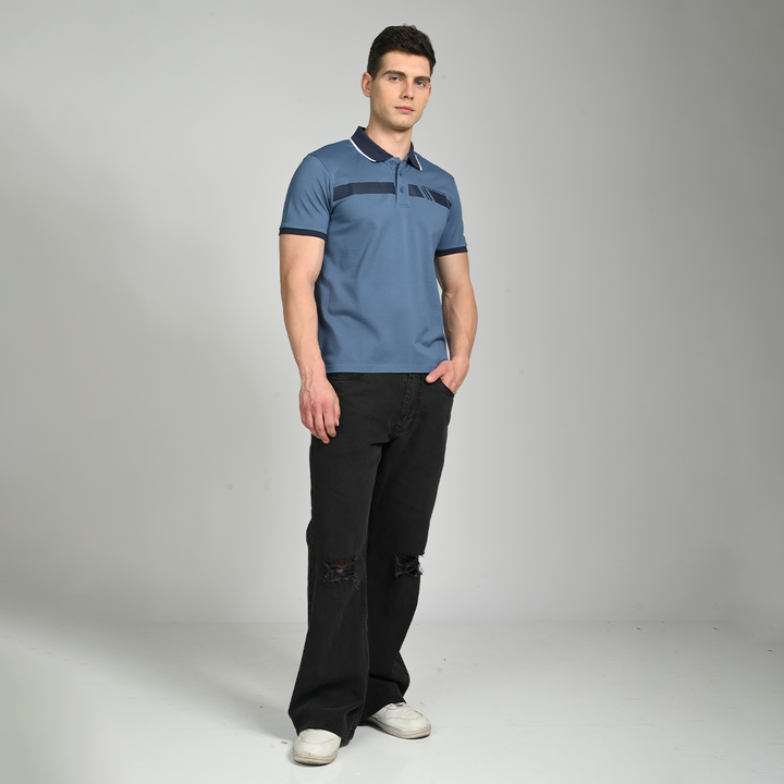 Denim polo t-shirt - Needles and stitches