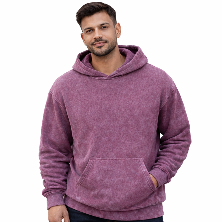 Maroon Oversized Acid Wash Hoodie