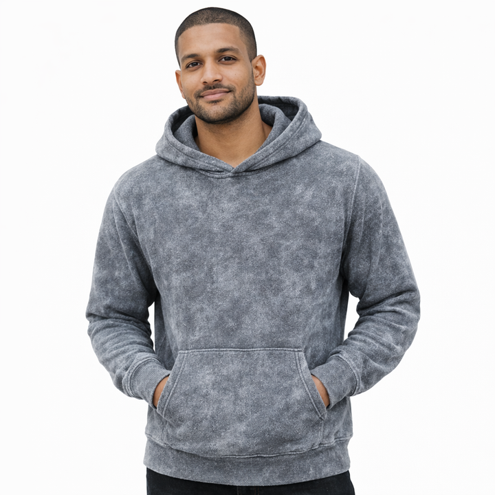 Stale grey Oversized Acid Wash Hooide